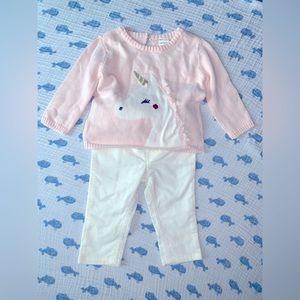 Carter’s Unicorn Baby Girl Sweater outfit Size 6 months